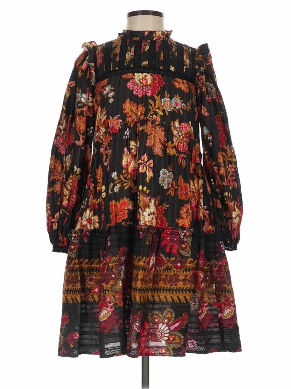 SEA New York Black Floral Long Sleeve Mini - Sz 2 - Picture 6 of 11